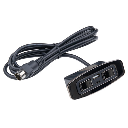 Black USB hub with cable on a white background