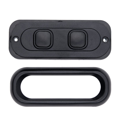 Two black metal handles on a white background