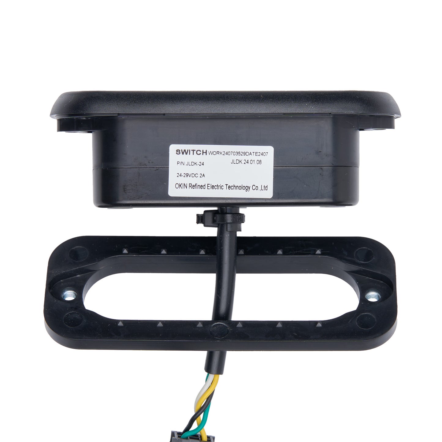 Black electronic device with wiring on a white background