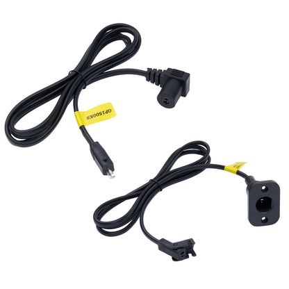 Two black power cables with connectors on a white background
