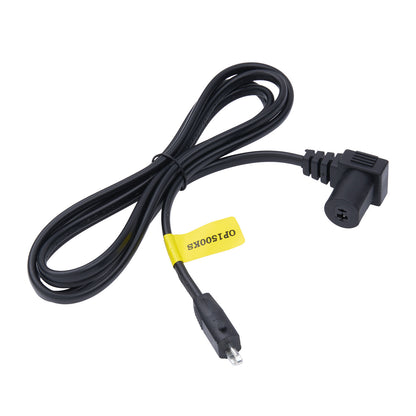 Black power cable with connectors on a white background