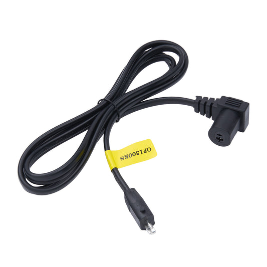 Black power cable with connectors on a white background
