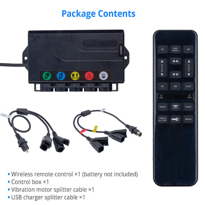 Richmat Dual‑Motor Electric Bed Control Kit – 8‑Pin Plug Version (Remote + Control Box + Cables)