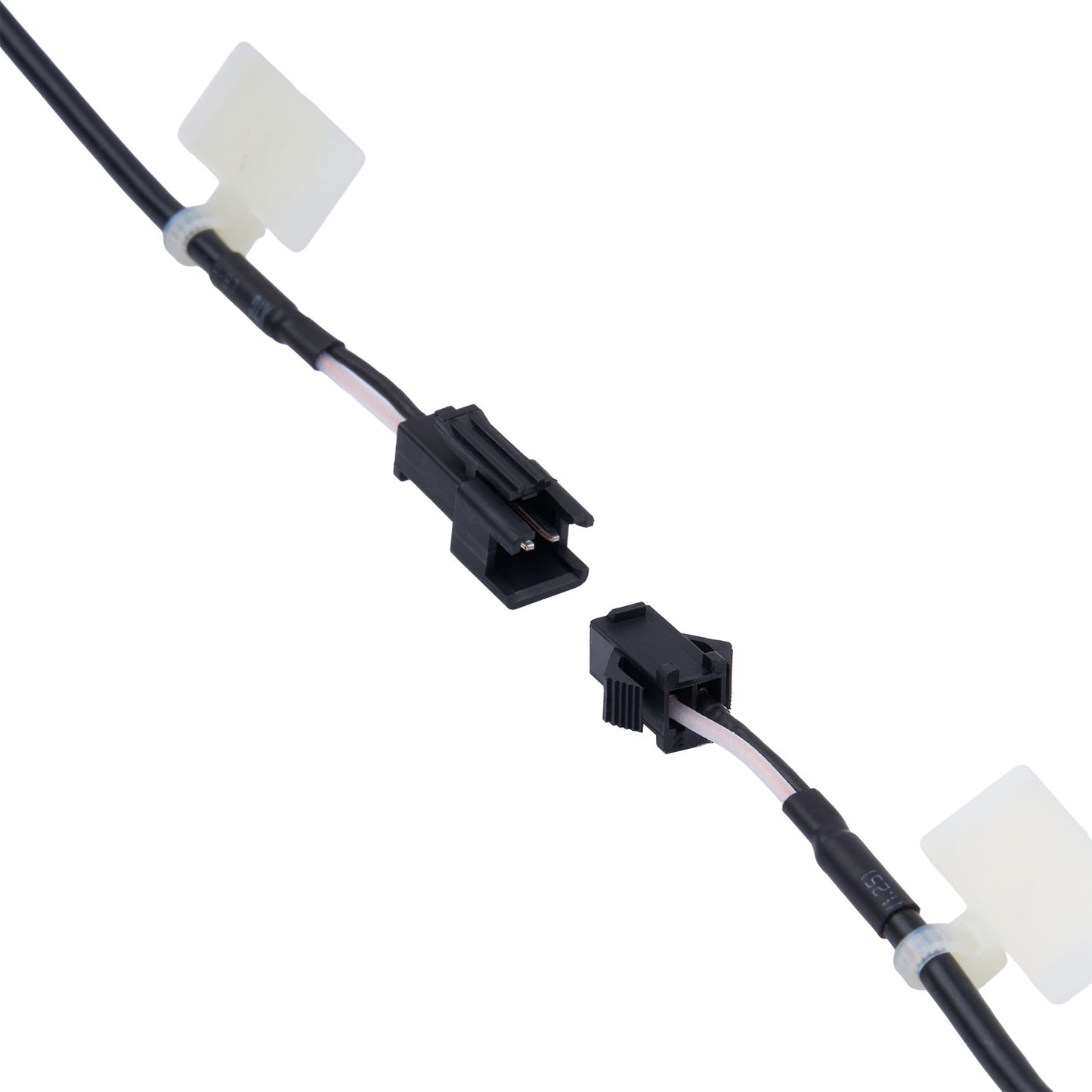 Two car window switch cables with connectors on a white background