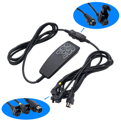 Plug configuration of 7-Button Remote Controller with 3 Connectors for 3-Motor Recliners