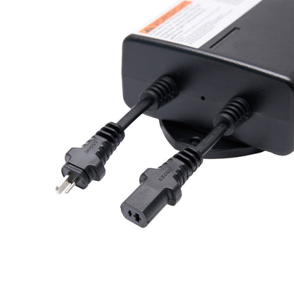 Power adapter with two cables on a white background