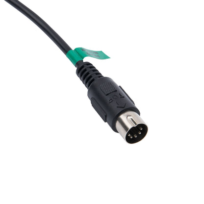 Black audio cable with a 3-pin connector on a white background