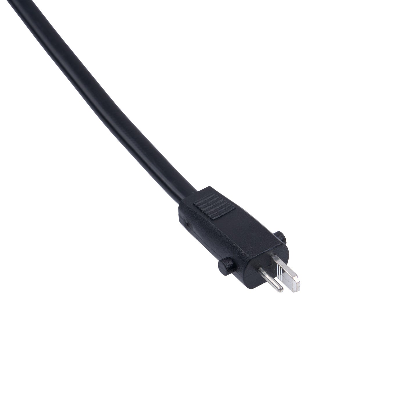 Black electrical plug on a white background
