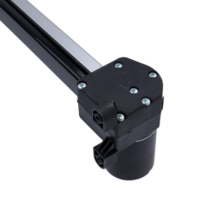 Black mechanical component with a white background