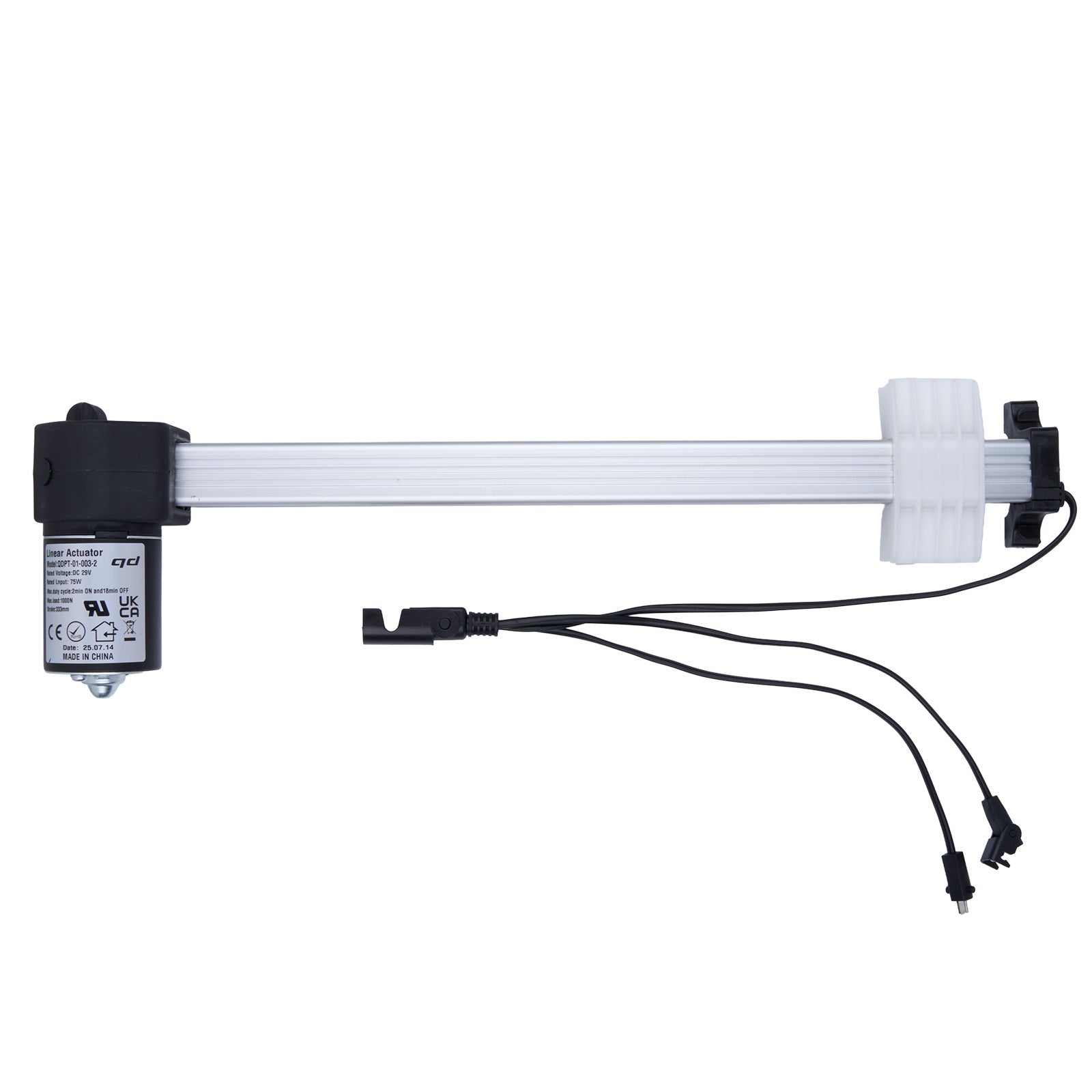 Mechanical arm with components on a white background