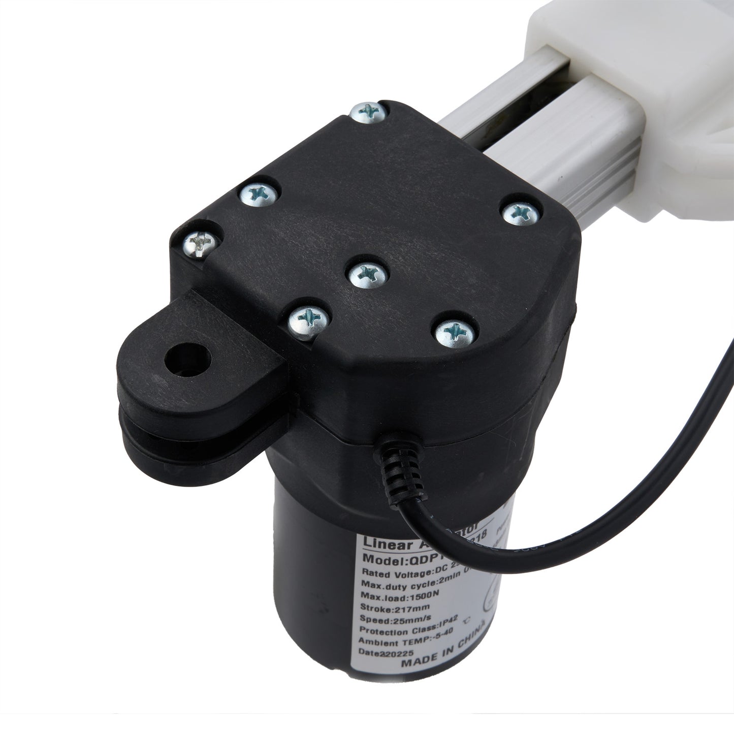 Black pump with visible branding on a white background