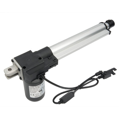 Linear actuator with power cable on a white background