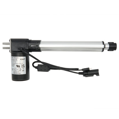 A QDSJ-01-002 linear actuator, typically used in power recliners or lift chairs, featuring a black motor housing connected to a silver actuating arm with black and white cables.