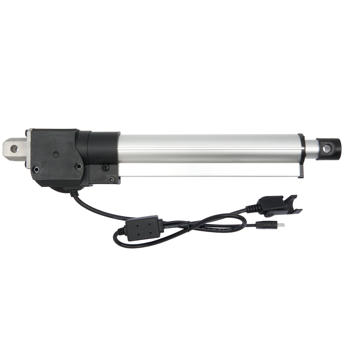 Electric linear actuator with wiring on a white background