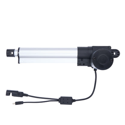 Electric linear actuator with wiring on a white background