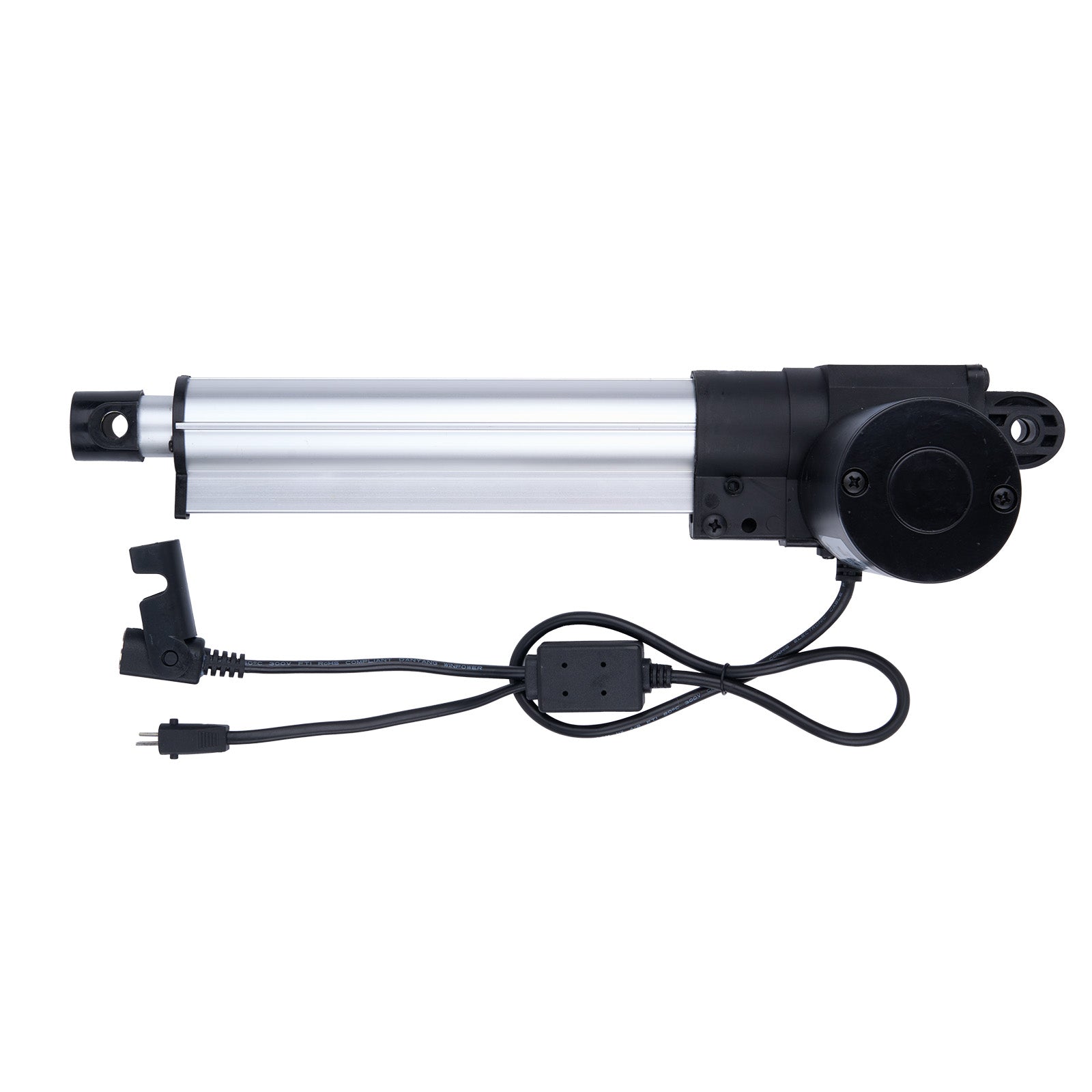 Linear actuator with wiring on a white background