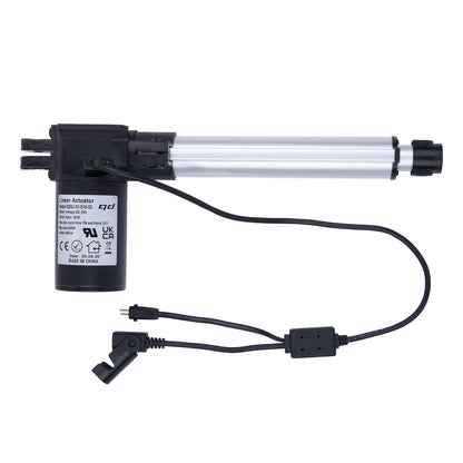 Linear actuator with wiring on a white background