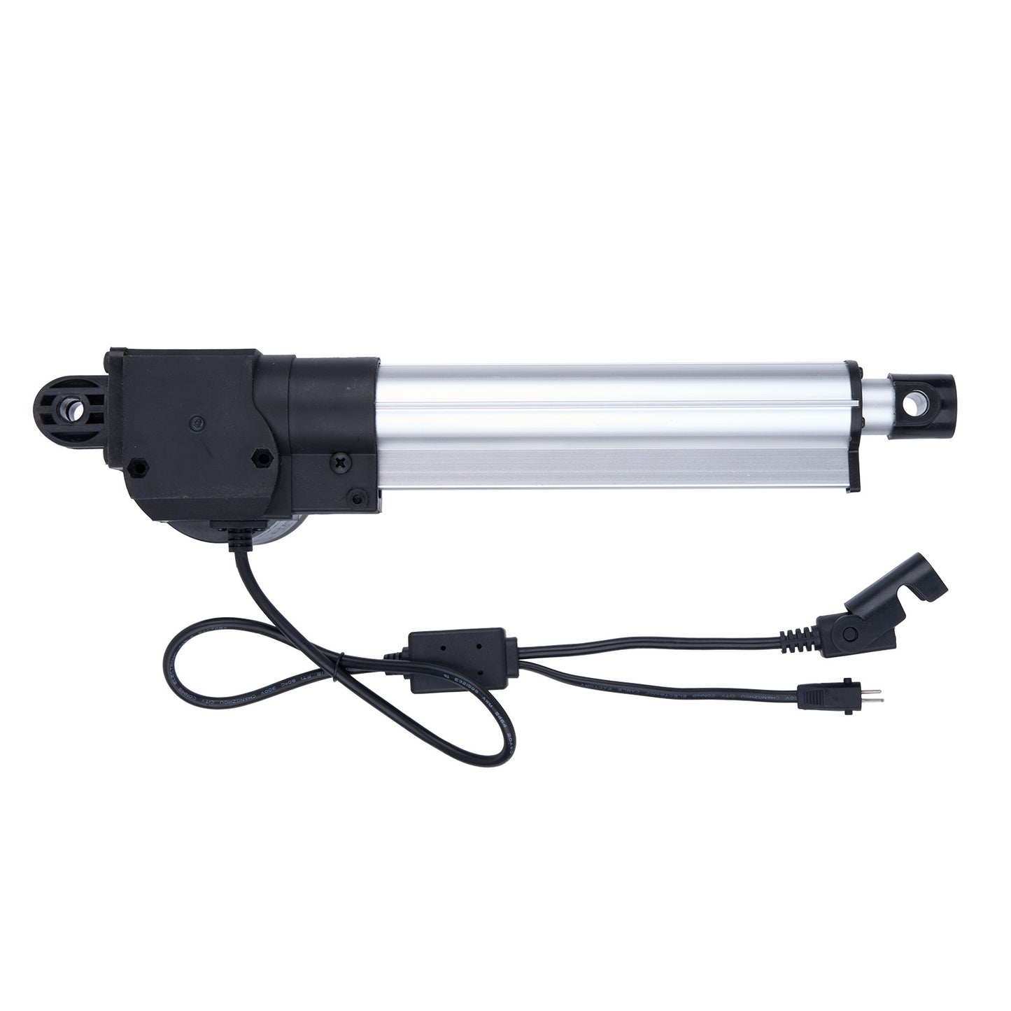 Linear actuator with wiring on a white background