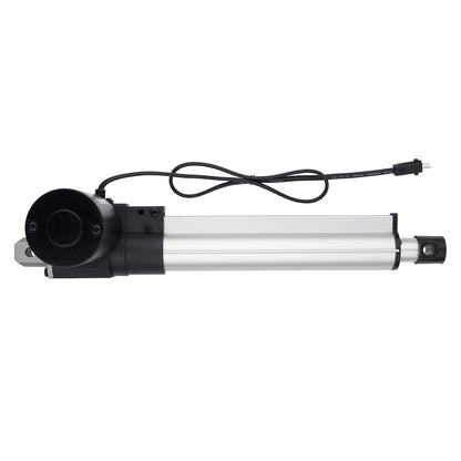Linear actuator with black control knob and cable on a white background