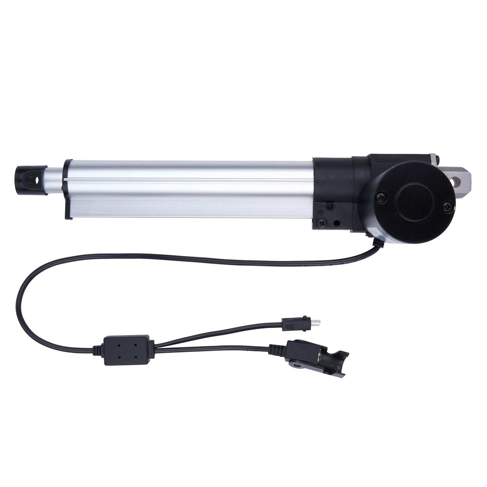 Linear actuator with wiring on a white background