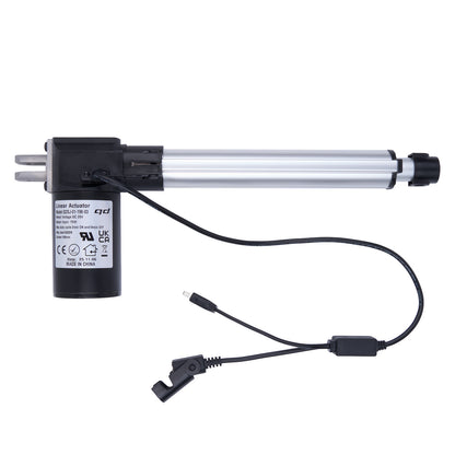 Linear actuator with wiring on a white background