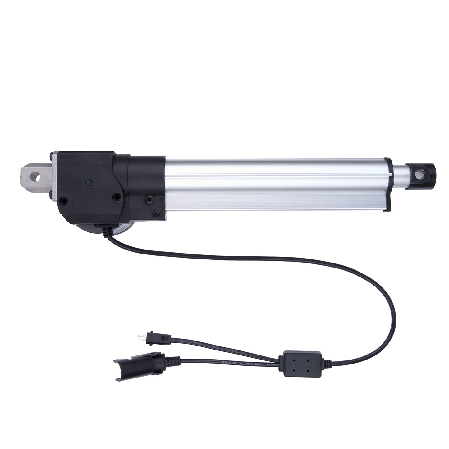 Linear actuator with wiring on a white background