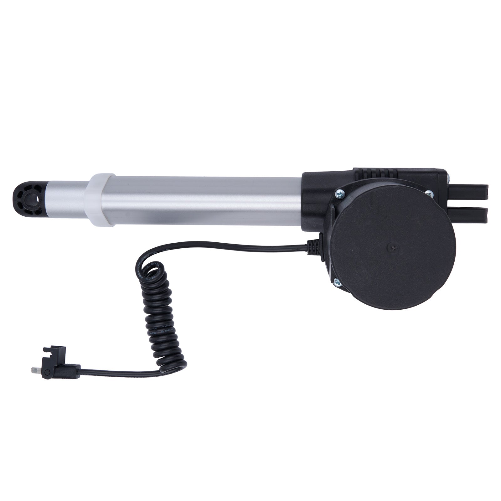 Mechanical actuator with coiled cable on a white background