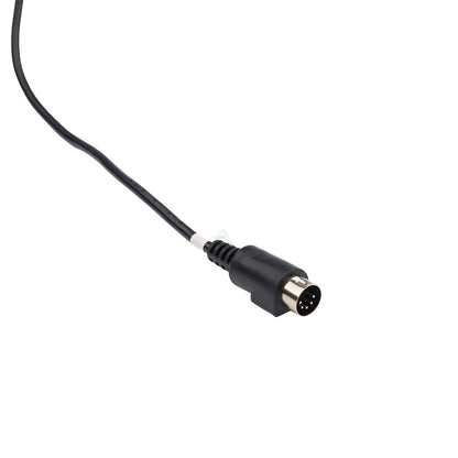 Black audio cable with DIN connector on a white background