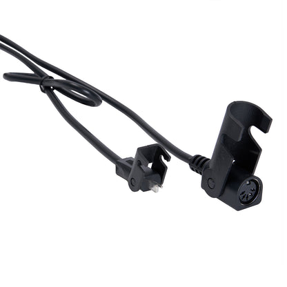 Black cable with connectors on a white background