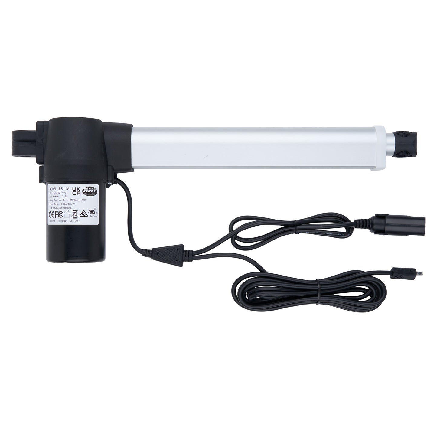 Electric actuator with cables on a white background