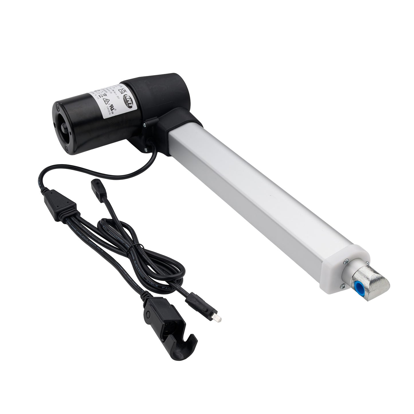 Linear actuator with cable on a white background