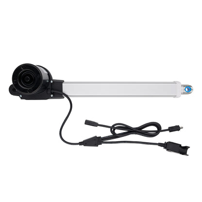 Aquarium light with black housing and power cord on a white background