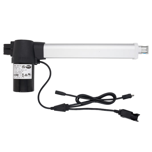 Tubular light fixture with black power cord on a white background