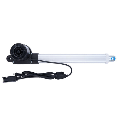 Tubular light fixture with power cord on a white background