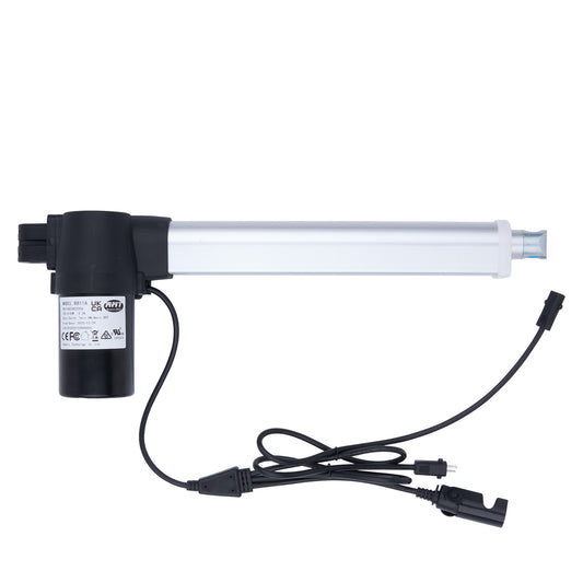 Light fixture with black base and clear tube on a white background