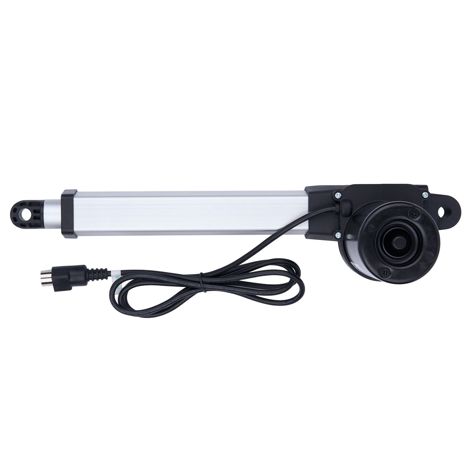 Electrical actuator with cable and plug on a white background