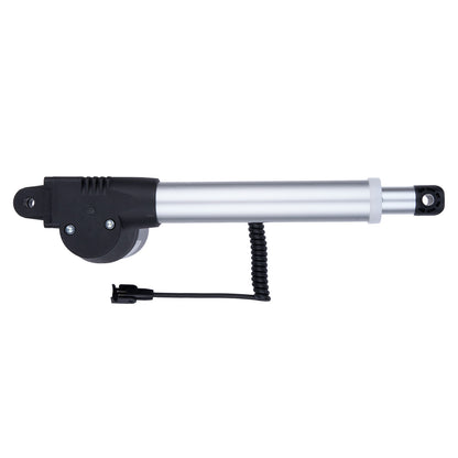 Metallic actuator with black end cap on a white background