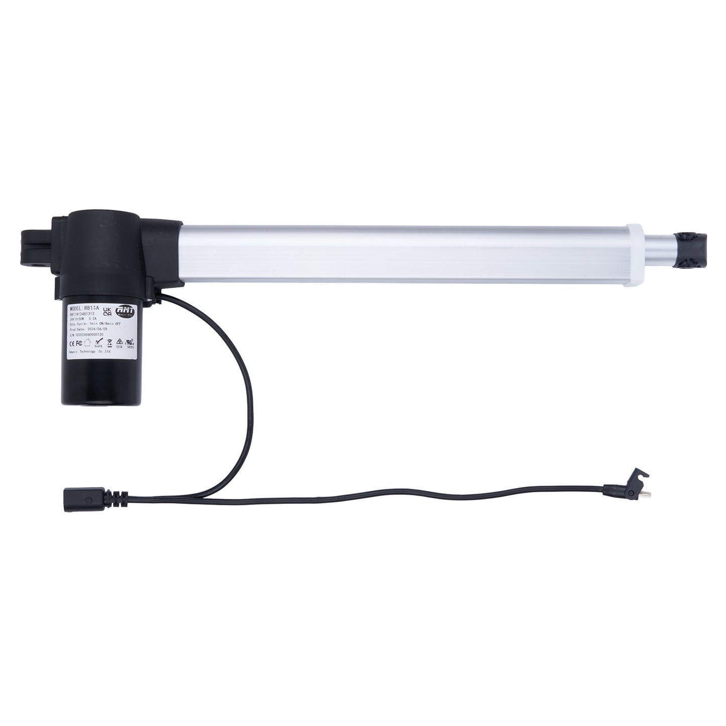 Aquarium light with black base and white cylindrical body on a white background
