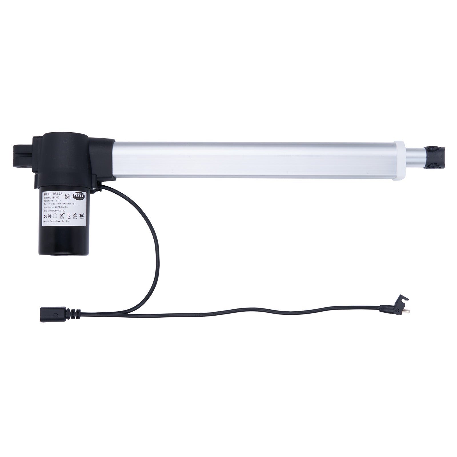 Aquarium light with black base and white cylindrical body on a white background