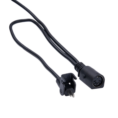 Black power cable with plug on a white background