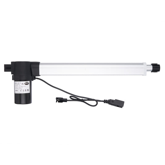 A RMT brand linear actuator for recliner or lift chair, featuring a black motor housing and a silver actuating arm with a black and white cable end.