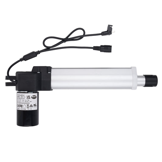 Linear actuator with power cable on a white background