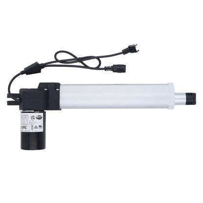 Linear actuator with power cable on a white background