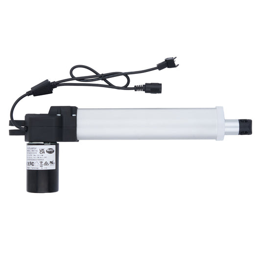Linear actuator with power cable on a white background