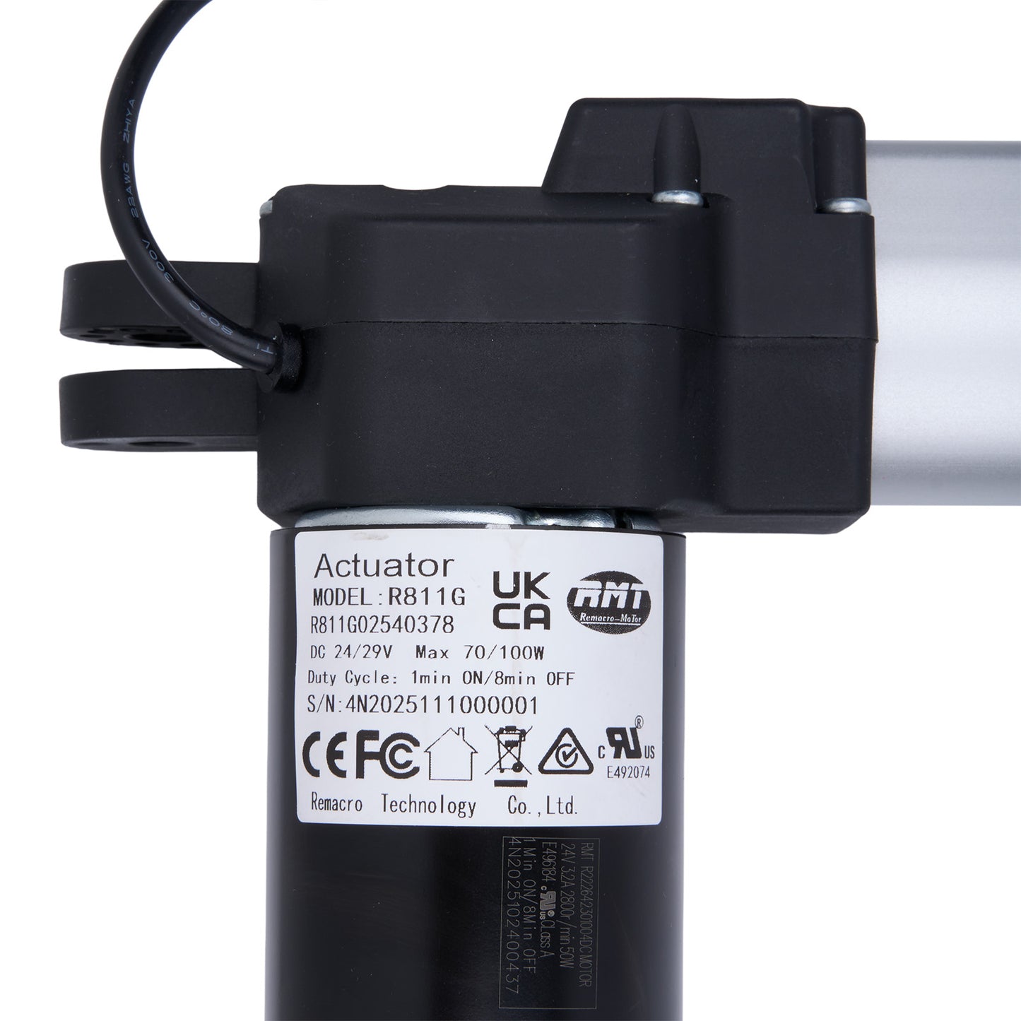 Actuator with label on a white background
