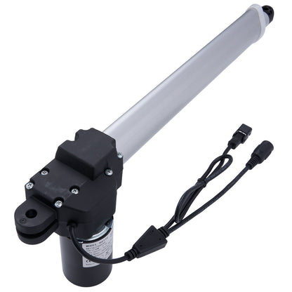 Electric actuator with a cylindrical rod on a white background