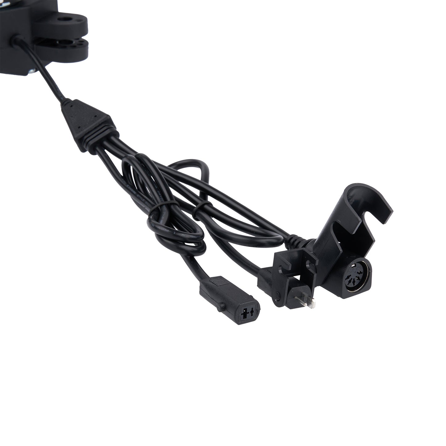 Black electronic components with wiring on a white background