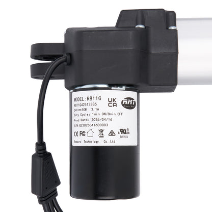 Black electrical component with visible branding and model number on a white background