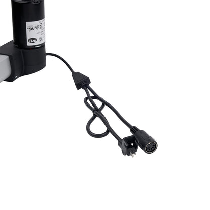 Black power cord with plug on a white background