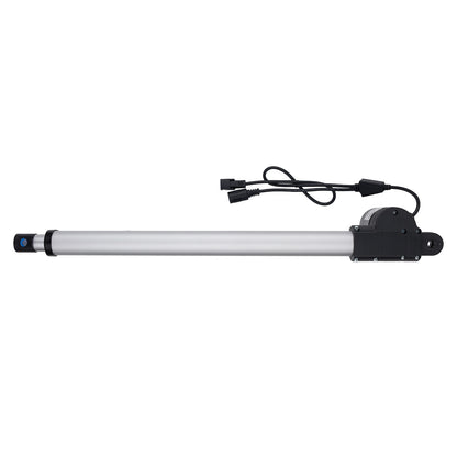 Linear actuator with black cable on a white background